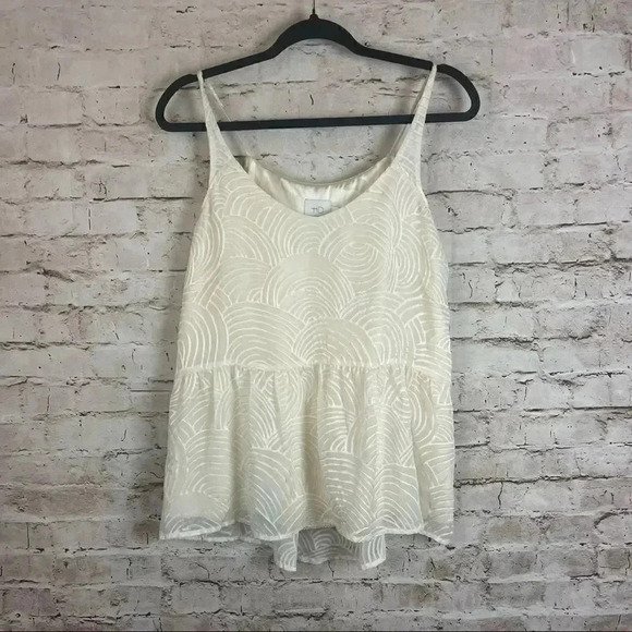 Anthropologie HD in Paris Burnout LALEH Tank Top Ivory Cami Spaghetti Strap XS - Picture 2 of 10